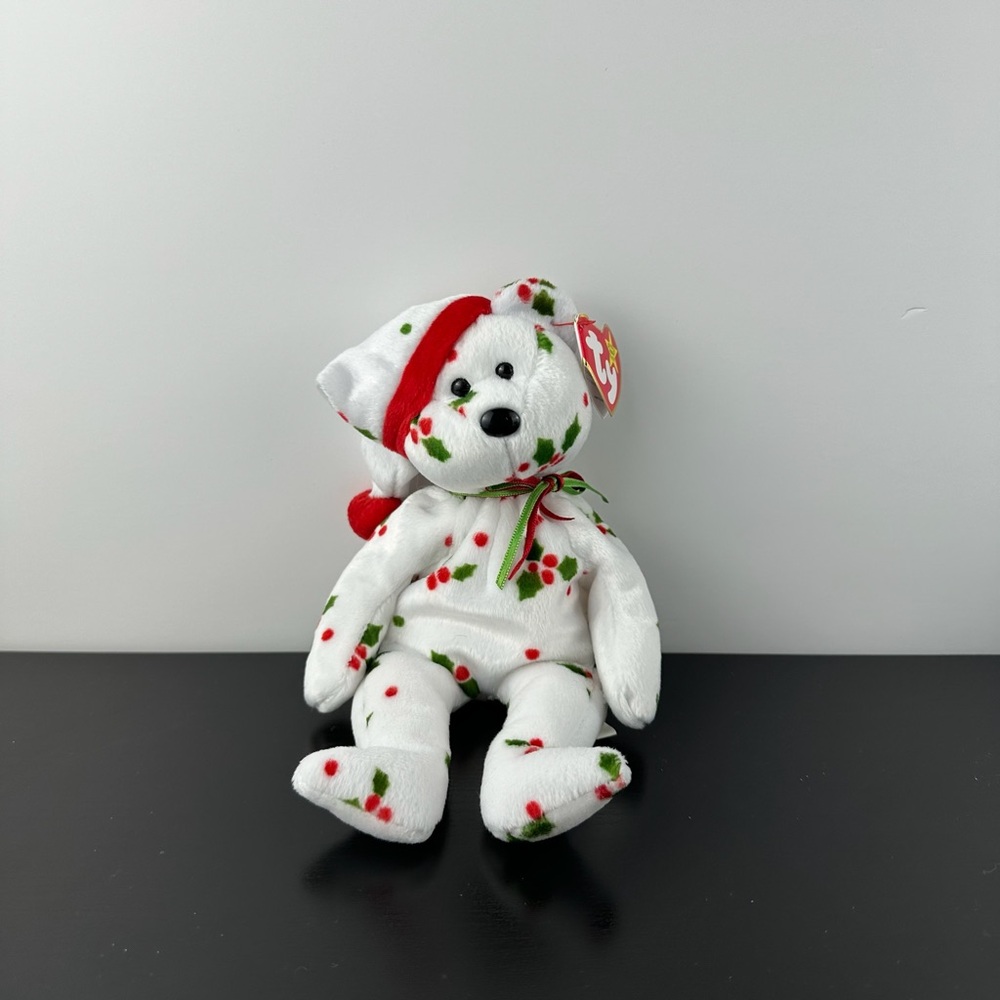 TY Beanie Baby 1998 Holiday Teddy Bear 8" Christmas Hat Plush Stuffed Animal NWT
